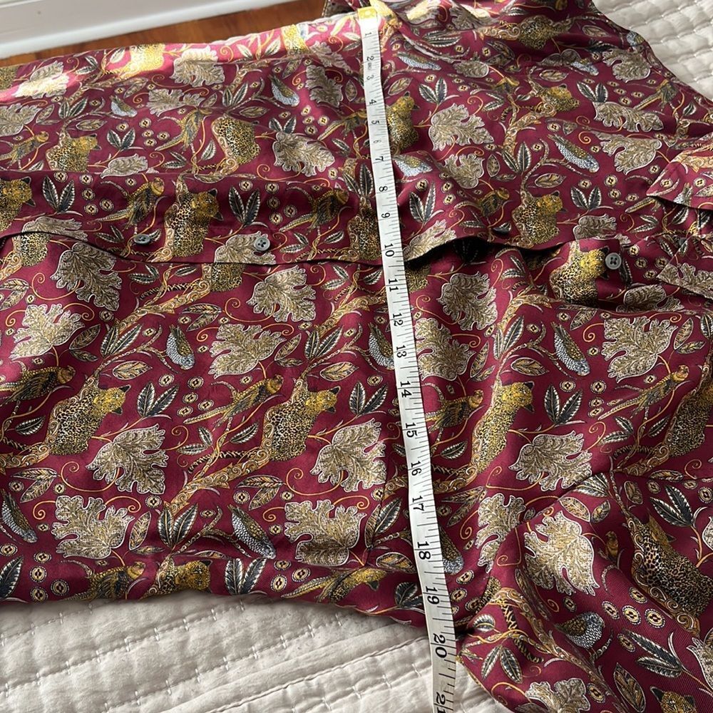 J Crew Silk Button Down Shirt Womens Size 6 Paisley Red Gold - Picture 6 of 8